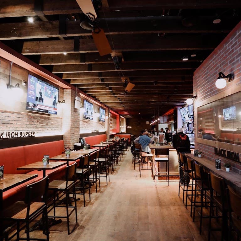 Black Iron Burger Theater District | Hamburger restaurant Bar, Midtown bar